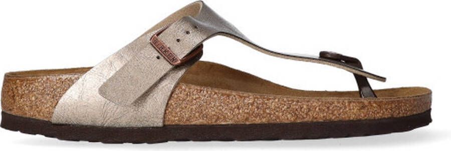 Birkenstock Gizeh Dames Slippers Graceful Taupe Narrow-fit Taupe Imitatieleer