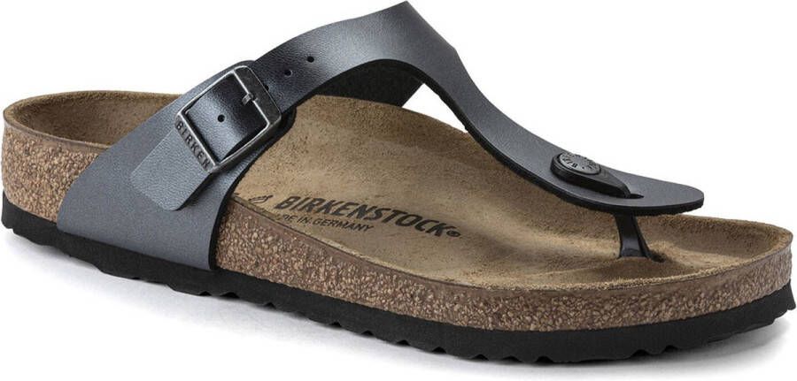 Birkenstock Gizeh Dames Slippers Metallic Black Regular fit | Zwart | Imitatieleer