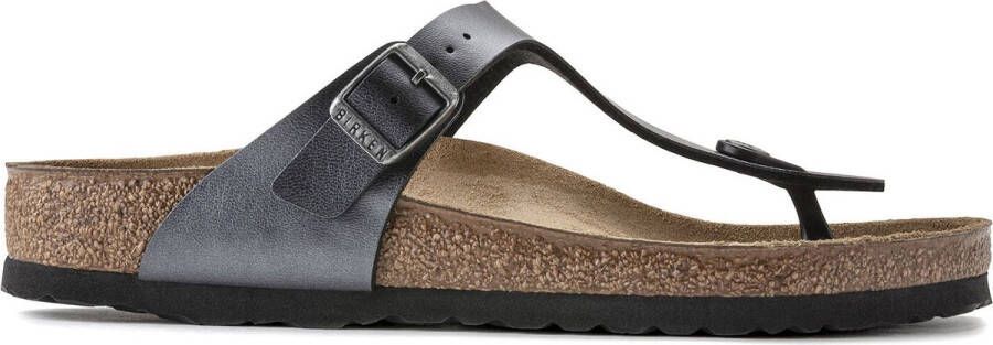 Birkenstock Gizeh Dames Slippers Metallic Black Regular fit | Zwart | Imitatieleer