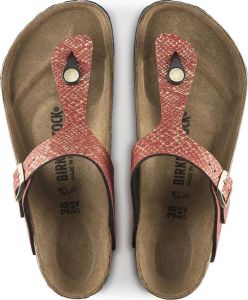 Birkenstock Gizeh Dames Slippers Shiny Python Red Narrow fit | Rood | Microvezel