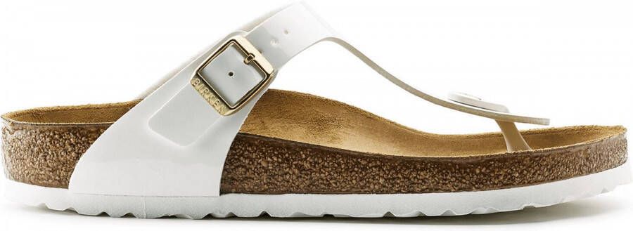 Birkenstock Gizeh Dames Slippers White Patent Narrow fit | Wit | Imitatieleer