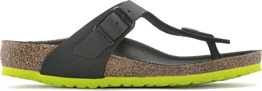 Birkenstock Gizeh Kids Slippers Desert Soil Black Lime Narrow-fit