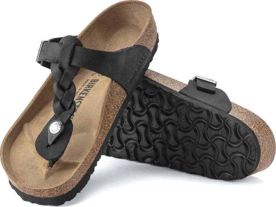 Birkenstock Gizeh Leren Sandalen Gevlochten Zwart Leer Leder