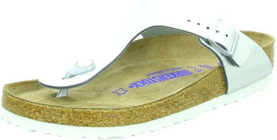 Birkenstock Gizeh Dames Slippers Metallic Silver Regular fit | Zilver | Leer