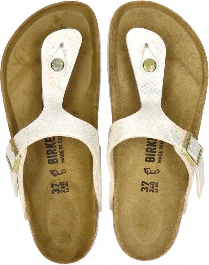Birkenstock Gizeh Dames Slippers Shiny Snake Cream - Schoenen.nl