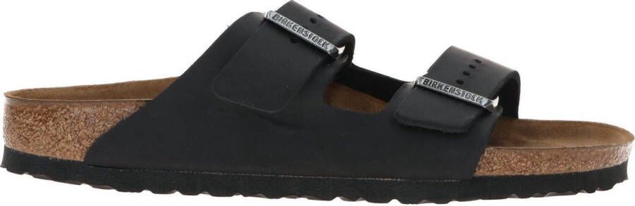 Birkenstock Arizona Slippers Oiled Leder Zwart Narrow Uniesex