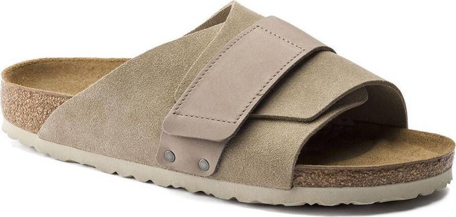 Birkenstock Anatomische Leren Sandalen met Klittenbandsluiting Beige