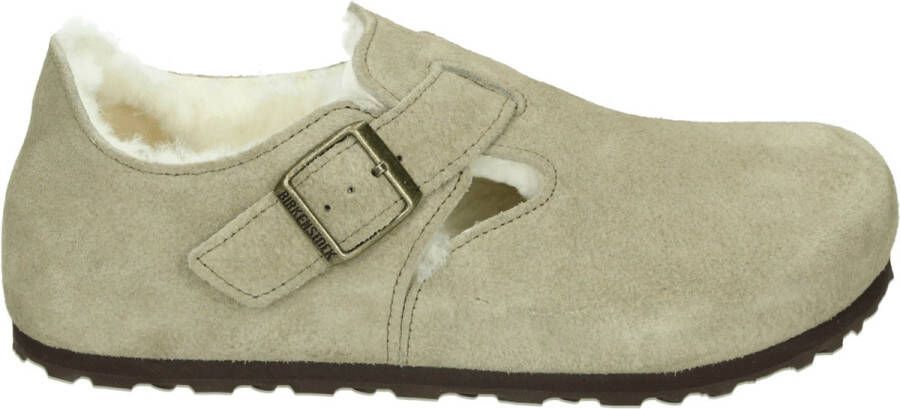 Birkenstock LONDON SHEARLING SUEDE LEATHER Dames pantoffelsHeren pantoffels Taupe - Foto 2