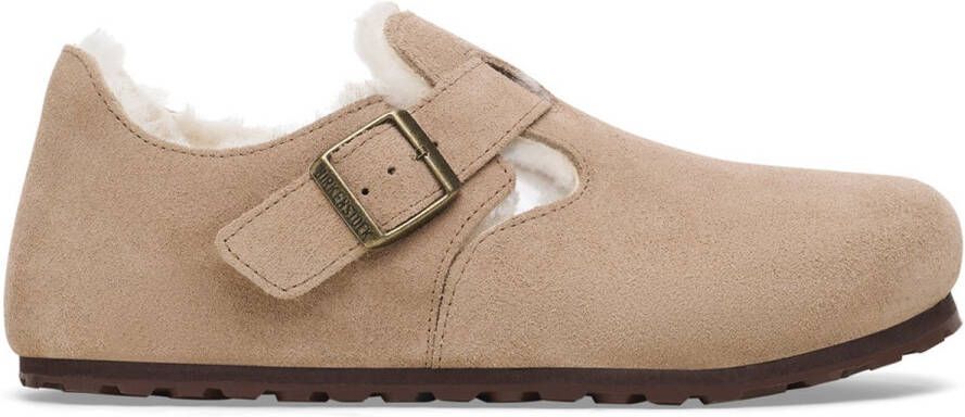 Birkenstock LONDON SHEARLING SUEDE LEATHER Dames pantoffelsHeren pantoffels Taupe