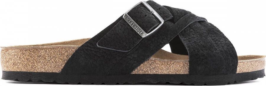 Birkenstock Lugano Heren Slippers Desert Buck Black Narrow fit | Zwart | Nubuck