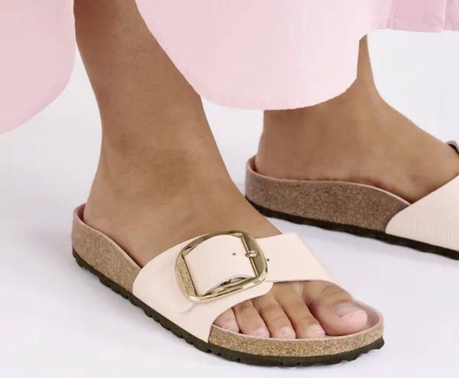 Birkenstock Madrid Big Buckle Natural Leather Patent High Shine Light Rose Narrow
