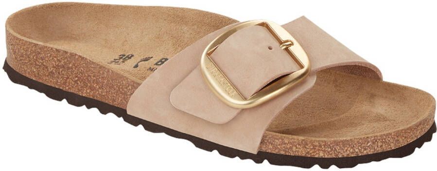 Birkenstock Madrid Big Buckle Nubuck Leather Sandalen Bruin Vrouw