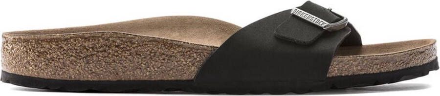 Birkenstock Madrid Dames Slippers Black Narrow-fit Zwart Imitatieleer