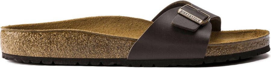 Birkenstock Madrid Dames Slippers Dark Brown Regular-fit Bruin Imitatieleer