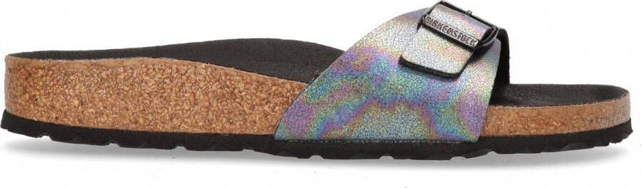 Birkenstock Madrid Dames Slippers Iridescent Black Narrow fit | Zwart | Microvezel