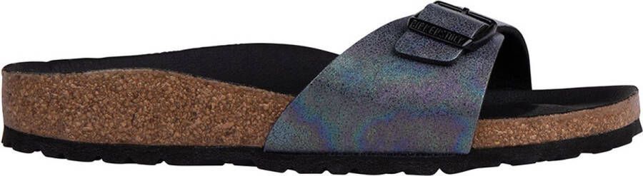 Birkenstock Madrid Dames Slippers Iridescent Black Narrow fit | Zwart | Microvezel