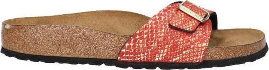Birkenstock Madrid Dames Slippers Shiny Python Red Narrow fit | Rood | Microvezel