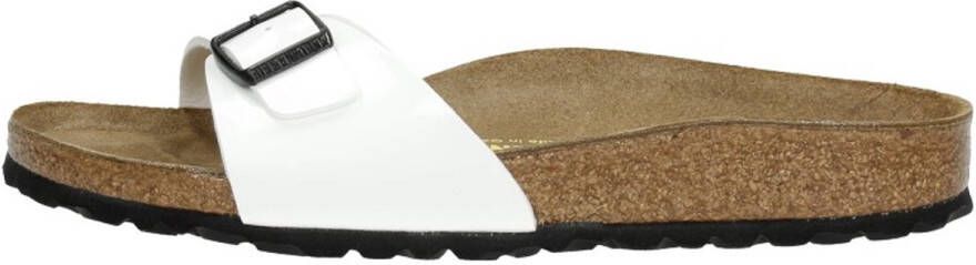 Birkenstock Madrid Slippers Dames Wit met zwarte zool