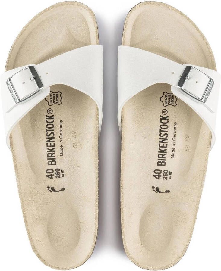 Birkenstock Madrid Dames Slippers White Narrow fit | Wit | Imitatieleer