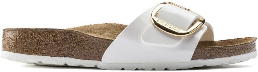 Birkenstock Madrid Grote Gesp Lak Witte Slippers Streetwear Vrouwen