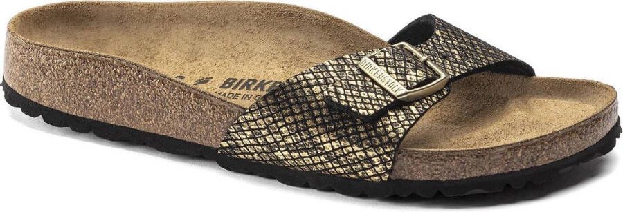 Birkenstock Madrid MF Shiny Python Black Narrow Dames Slippers Black