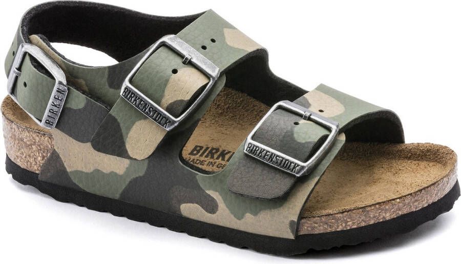 Birkenstock Milano Kids Sandalen Desert Soil Camouflage Khaki Narrow fit | Groen | Imitatieleer