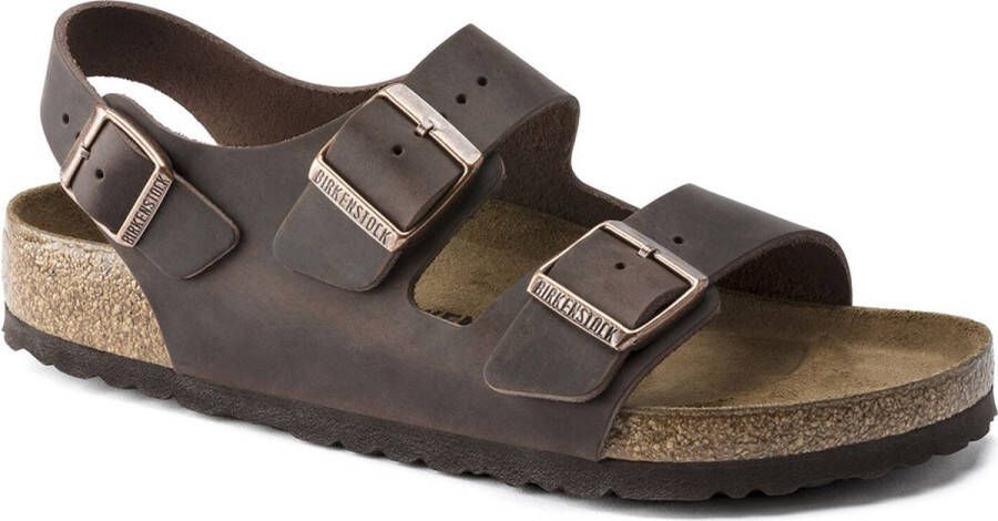 Birkenstock Milano Sandalen Habana Regular-fit Bruin Leer