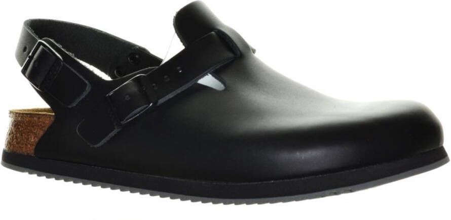 Birkenstock Zwarte leren sandalen met verstelbare gesp Black Heren