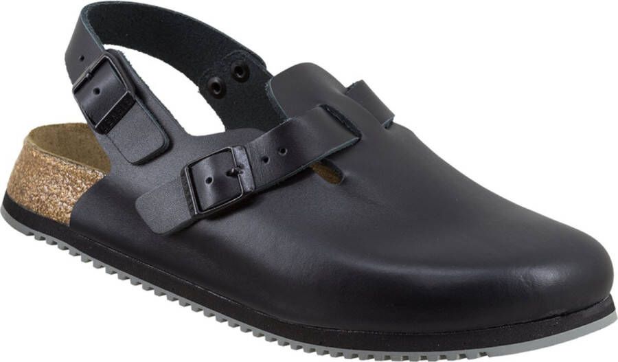 Birkenstock Zwarte leren sandalen met verstelbare gesp Black