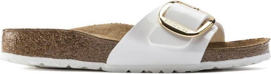 Birkenstock Madrid Grote Gesp Lak Witte Slippers Streetwear Vrouwen