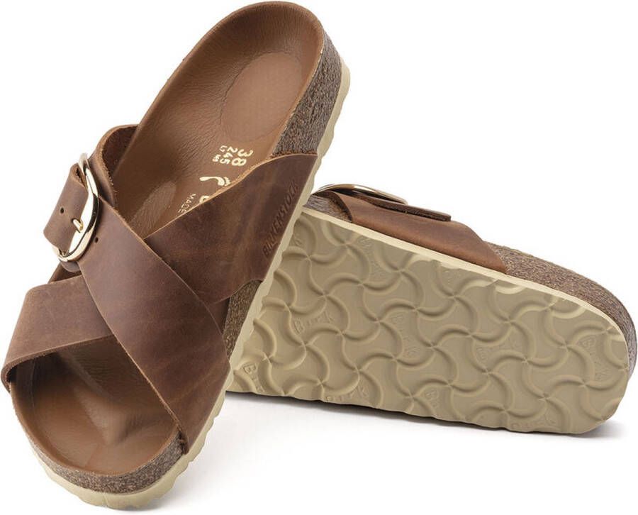 Birkenstock Siena Big Buckle Dames Slippers Cognac Narrow-fit