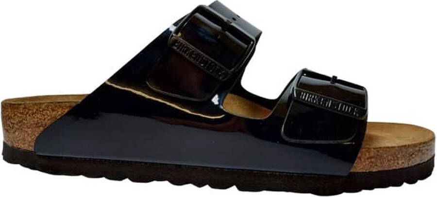 Birkenstock Arizona Slippers Black Patent Narrow fit | Zwart | Imitatieleer