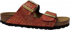Birkenstock -- Arizona Dames Slippers Shiny Python Red Narrow fit | Rood | Microvezel