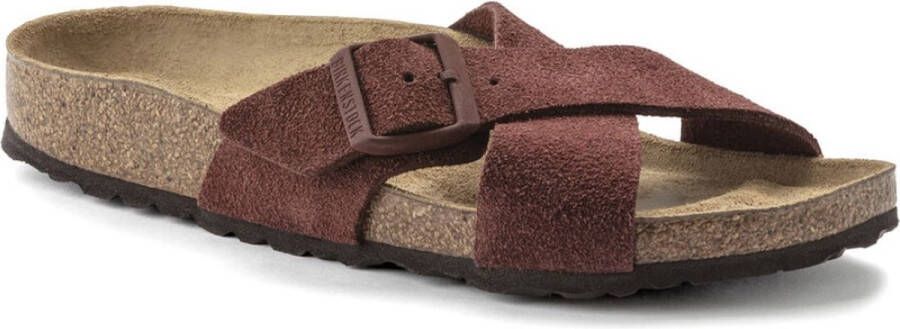 Birkenstock slipper SIENA Chocolate Velours Leather Soft Footbed narrow