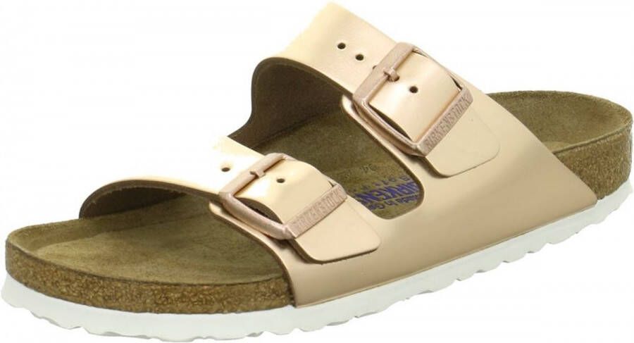 Birkenstock Slippers ARIZONA SFB in smalle schoenwijdte metallic-look met soft-voetbed - Foto 3