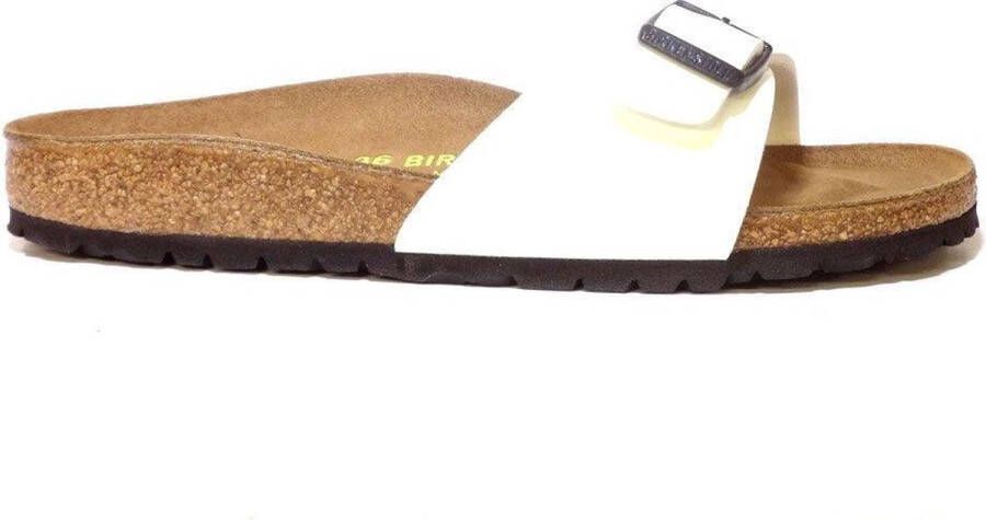 Birkenstock Madrid Slippers Dames Wit met zwarte zool