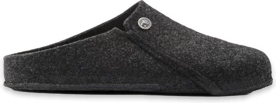 Birkenstock Zermatt Pantoffels Anthracite Regular fit | Zwart | Wolvilt