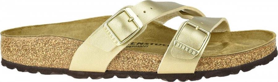 Birkenstock Yao Dames Slippers Black Narrow fit | Goud | Imitatieleer