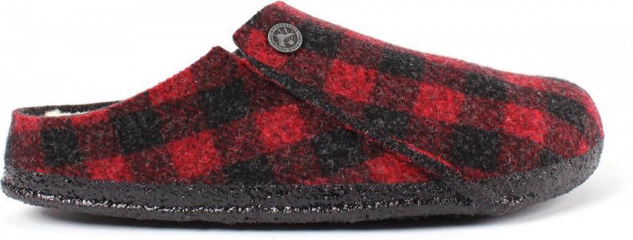 Birkenstock Zermatt Plaid Red Wolvilt Sloffen Dames Narrow fit