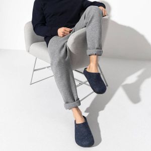Birkenstock Zermatt Pantoffels Dark Blue Regular fit | Blauw | Wolvilt