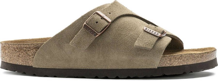Birkenstock Suède Kurk Sandalen Verstelbare Gesp Sluiting Beige Heren