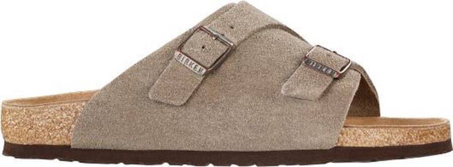 Birkenstock Suède Kurk Sandalen Verstelbare Gesp Sluiting Beige Heren