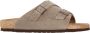 Birkenstock Suède Kurk Sandalen Verstelbare Gesp Sluiting Beige Heren - Thumbnail 7