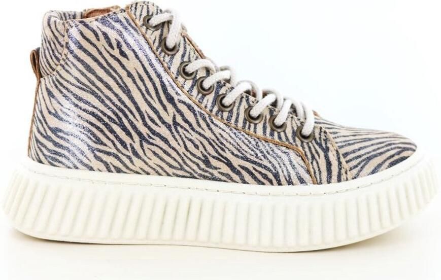 Bisgaard Debbie leren sneakers met zebraprint en glitters lichtbruin - Foto 4
