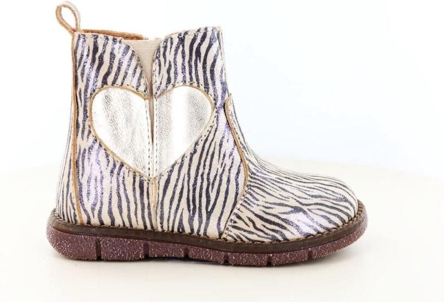Bisgaard Maggie leren enkelboots met zebraprint en glitters rosé - Foto 4