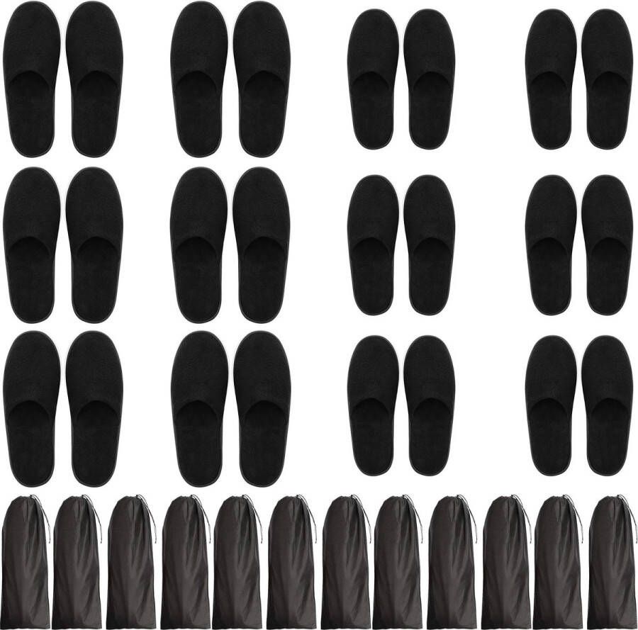 Tinyyo Bizarre.ly Witte Zachte Spa Slippers met Tasje (12 Paar) Gesloten Teen Wasbaar Herbruikbaar Slippers Twee Maten (S L) Past nen & Voor Badkamer Gasten Reizen Huis Huwelik & Hotel - Foto 2