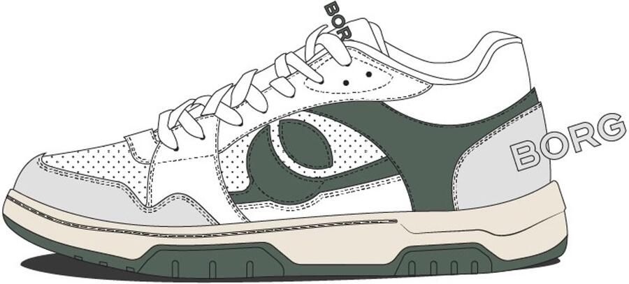 Björn Borg Ollie WB Sneakers Heren Schoenen Mannen Wit Groen