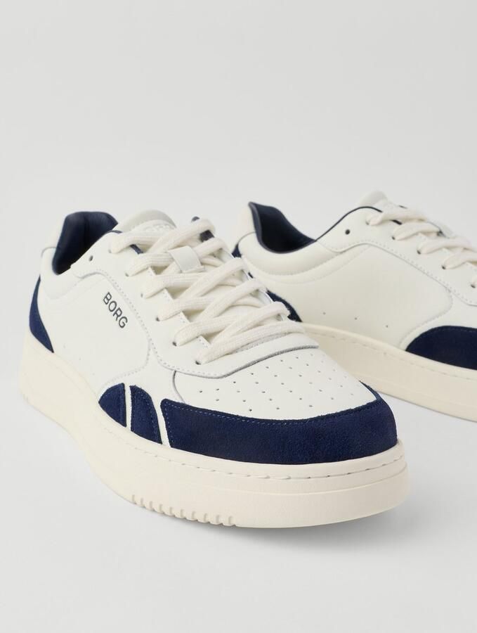 Björn Borg Victory Leren Sneaker Heren Lage Schoen Mannen Wit Donkerblauw - Foto 2