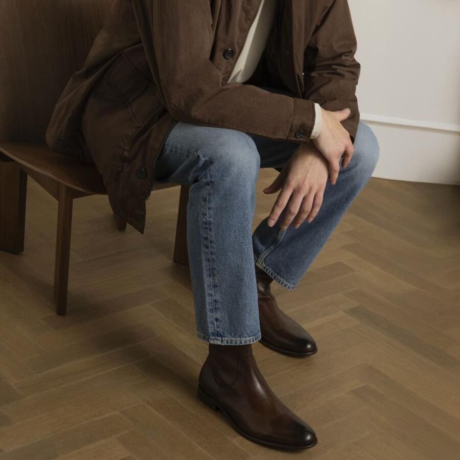 Manfield Black Label leren enkelboots bruin - Foto 4