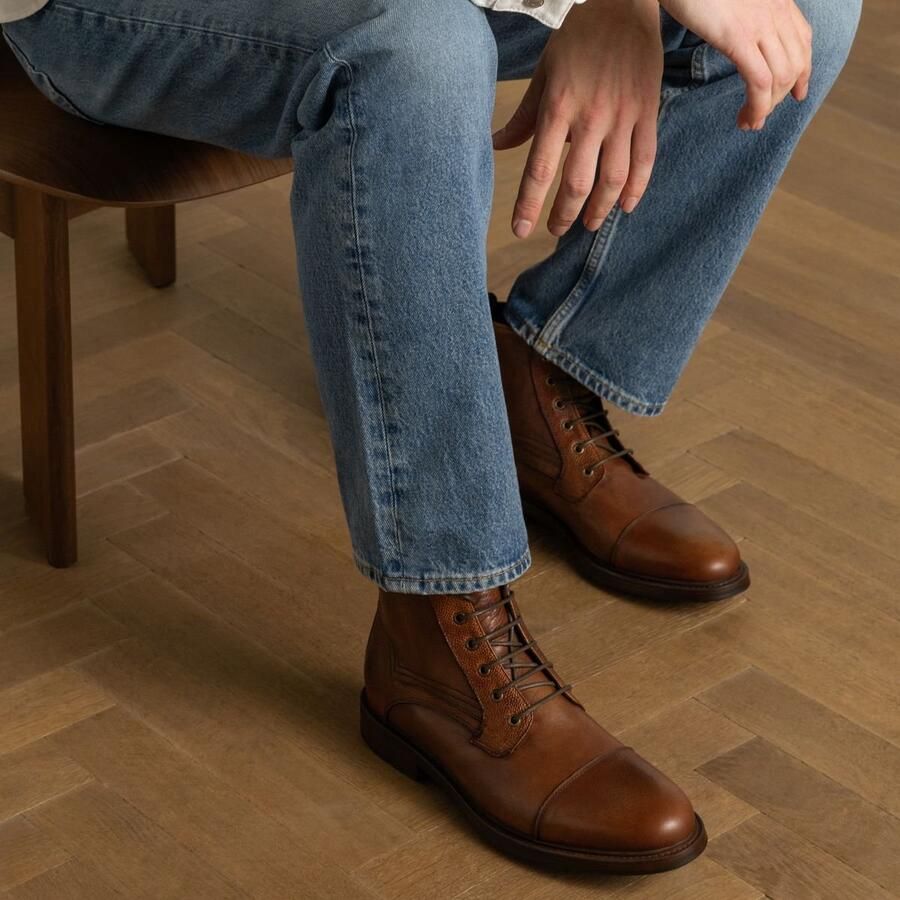Manfield Black Label leren veterboots bruin - Foto 4